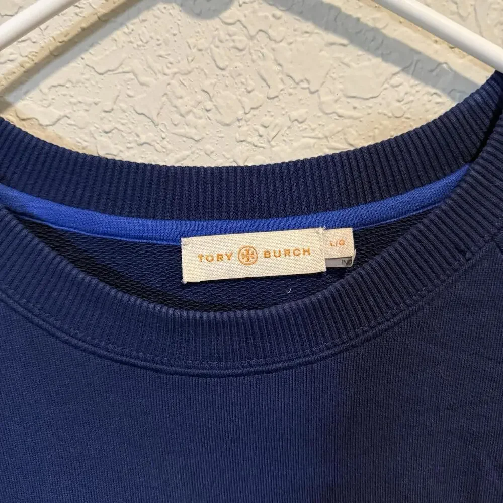 Tory Burch Blue Designer Noah‎ Women’s Crewneck Peacock Sweatshirt Size Large